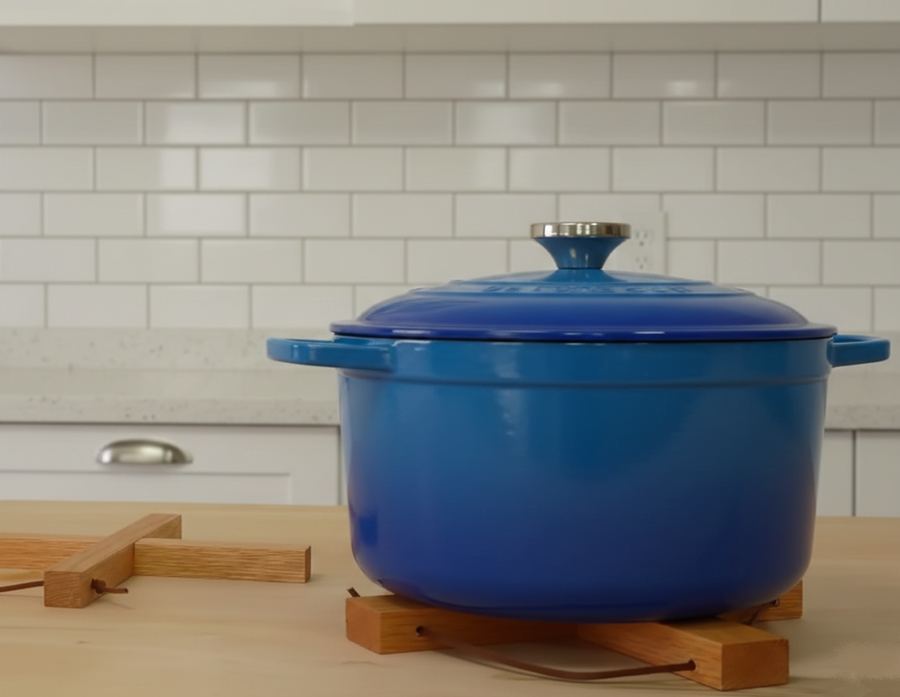 Posa Olla en Madera y Cuero